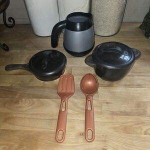 Kids Play Kitchen Cookware Set - Black and Copper